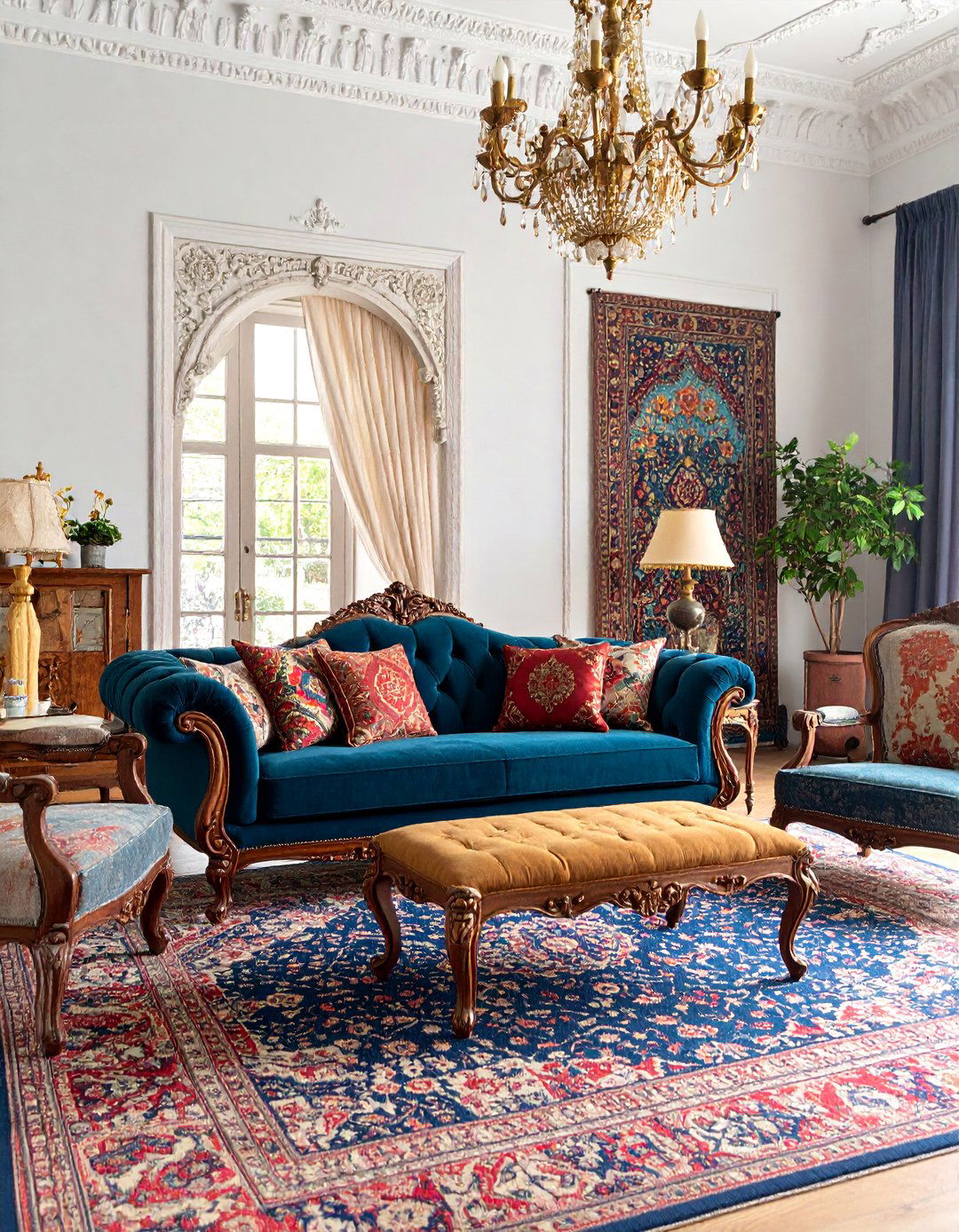 Victorian Bohemian Sitting Room with Rich Textiles - 25 Vintage Decor Ideas
