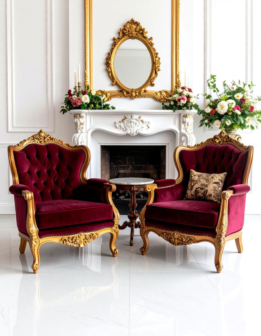 Victorian Button Back Chairs with Ornate Detailing - 25 Chairs in Front of Fireplace Ideas