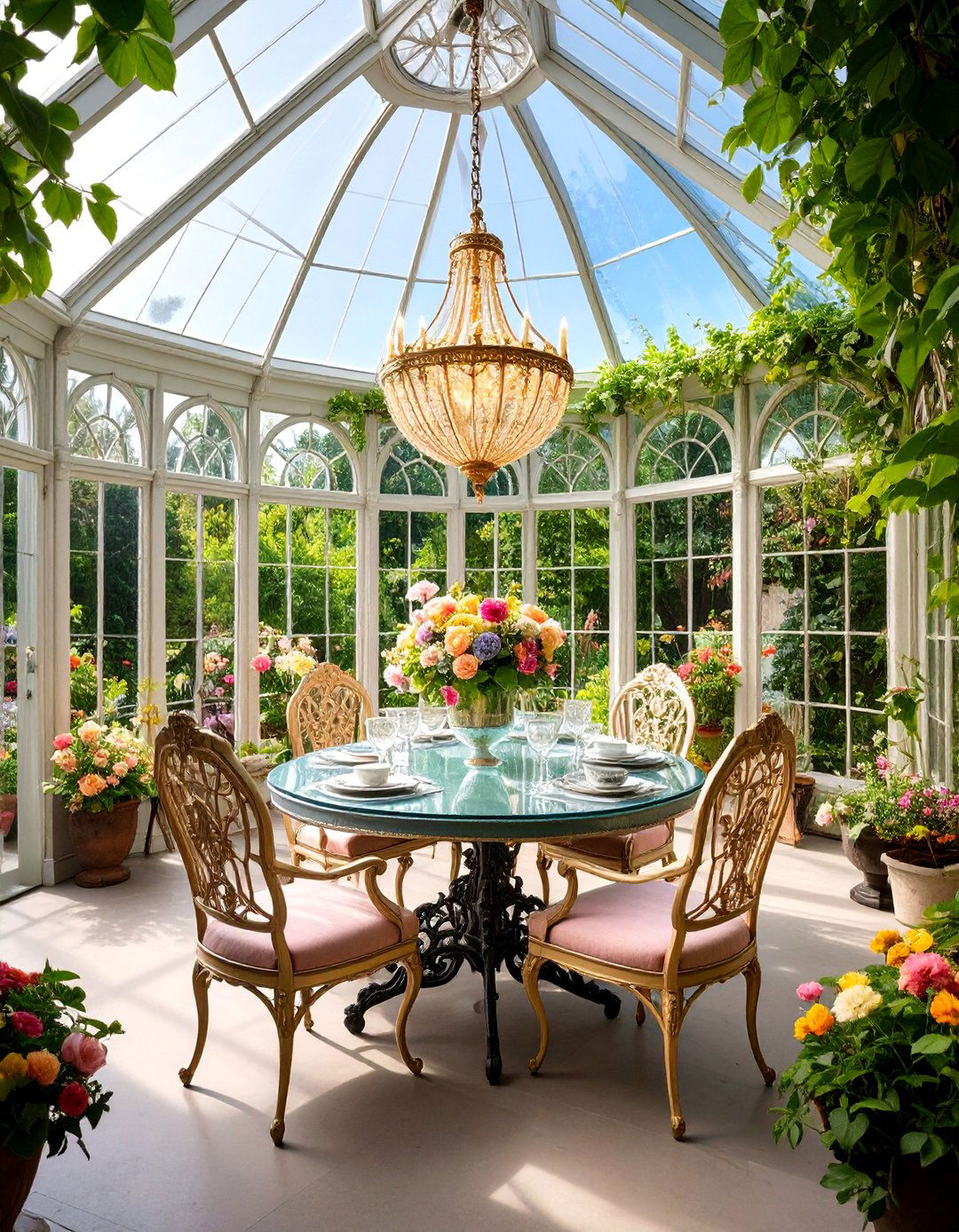 Victorian Conservatory Style with Glass and Iron - 25 Outdoor Dining Area Ideas