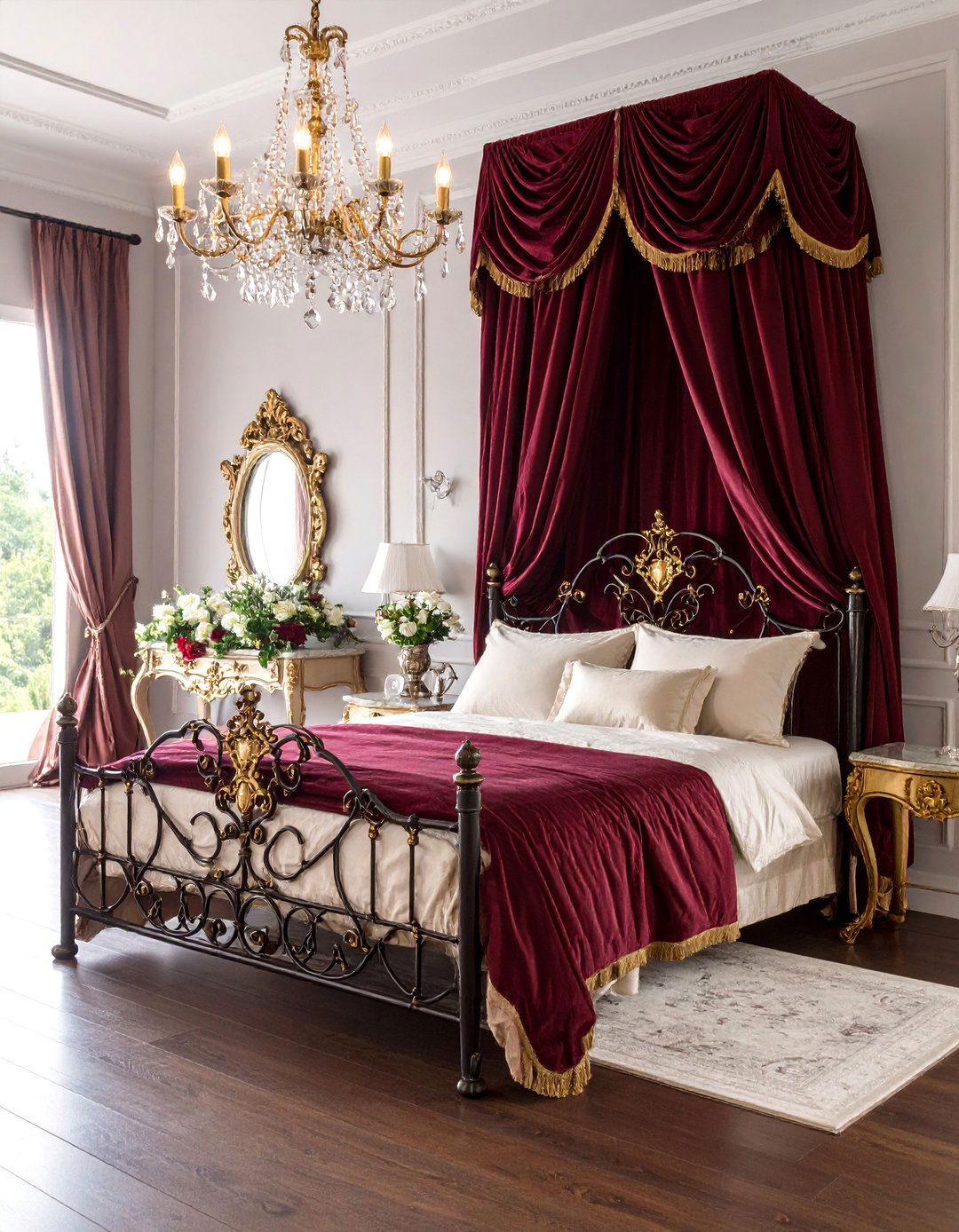 Victorian Corner Canopy Bed with Ornate Details - 25 Corner Bed Ideas