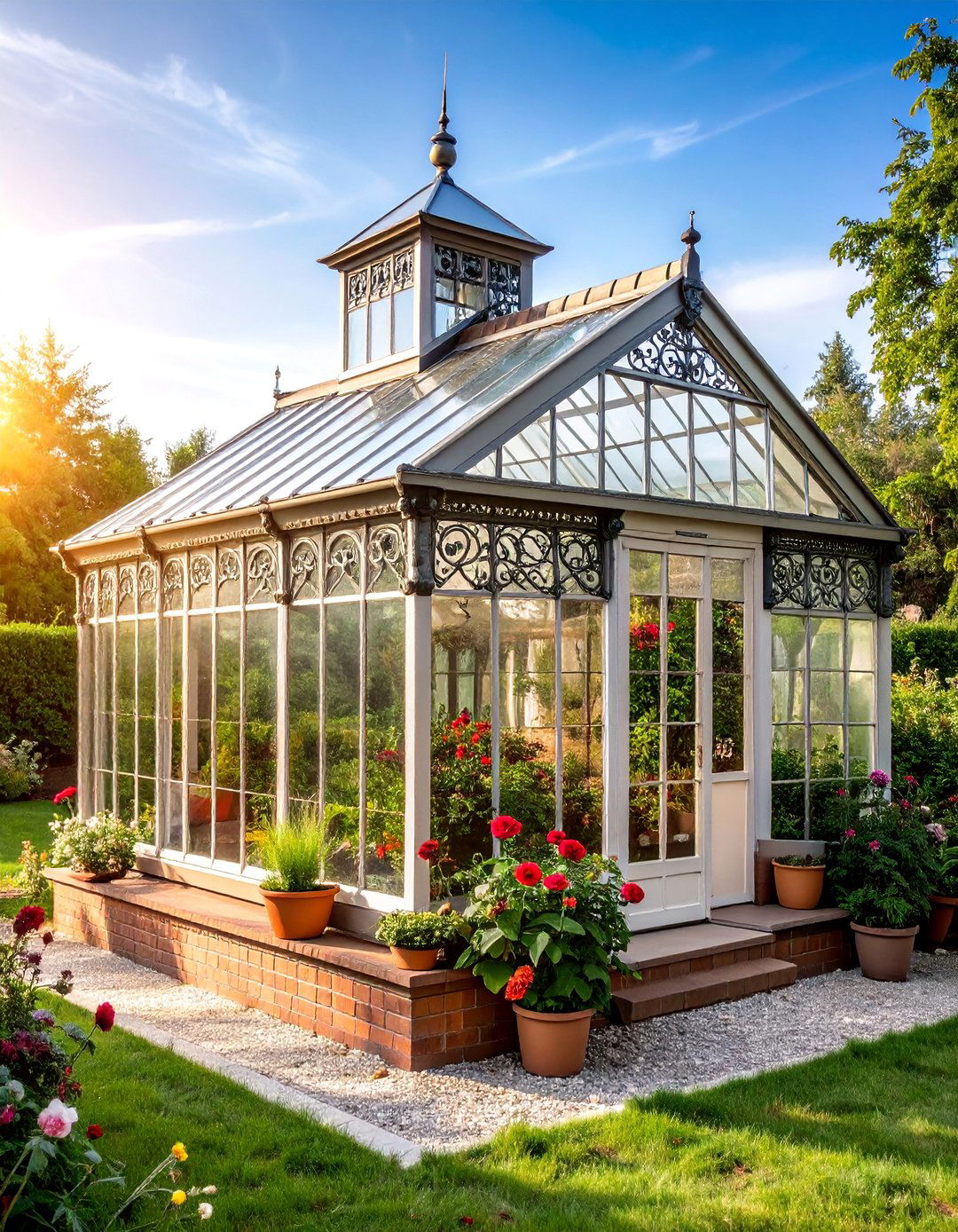 Victorian Corner Greenhouse with Ornate Details - 25 Corner Greenhouse Ideas