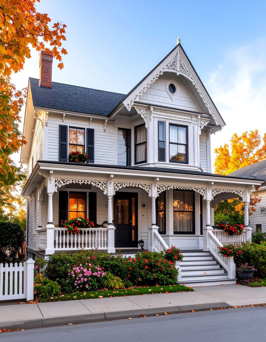 Victorian Cottage with Ornate Details - 25 White Exterior Home with a Black Roof Ideas