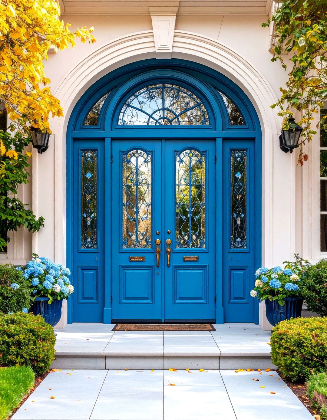 Victorian Double Doors with Decorative Glass - 25 Double Front Door Ideas