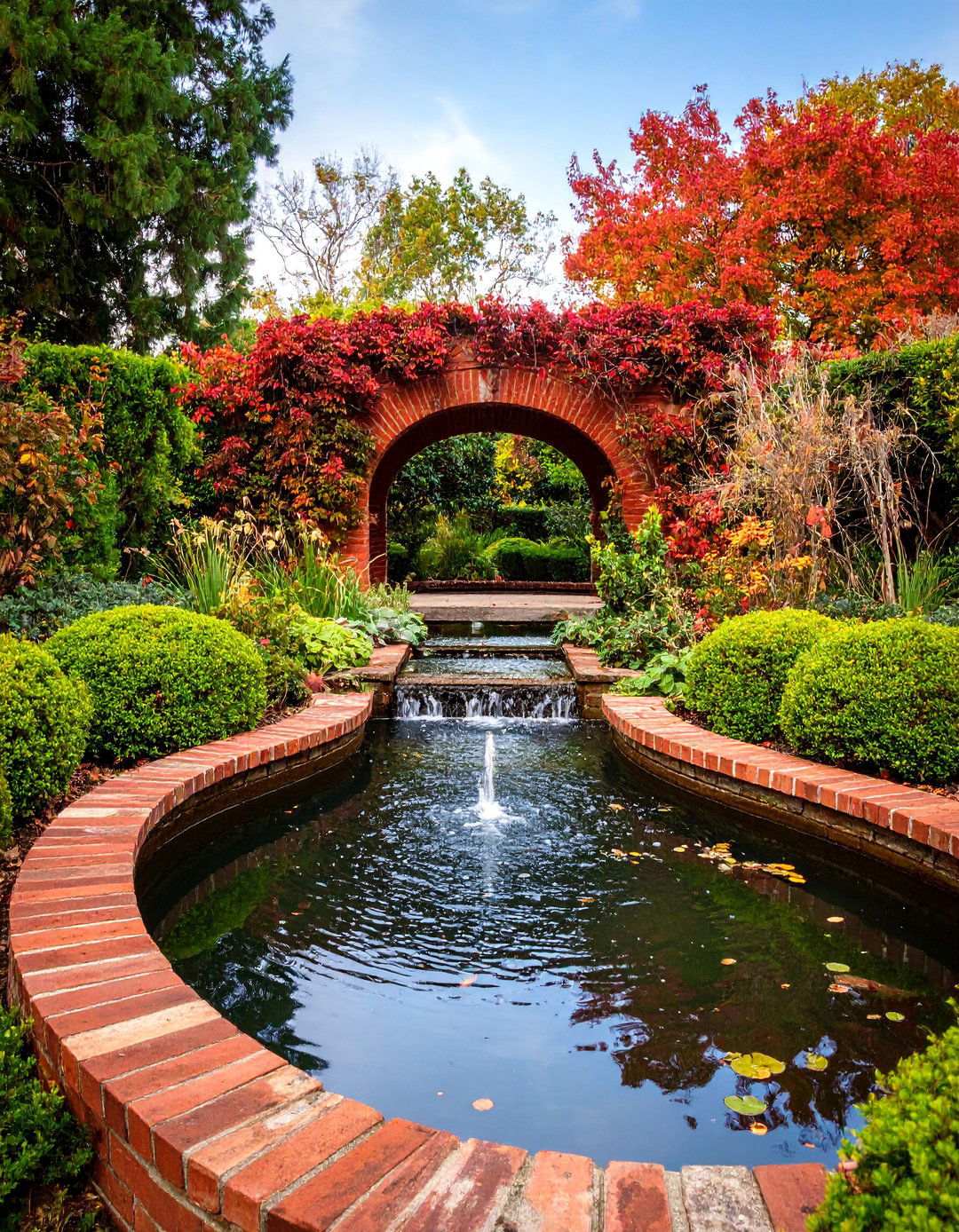 Victorian Formal Brick Pond - 25 Raised Garden Pond Ideas