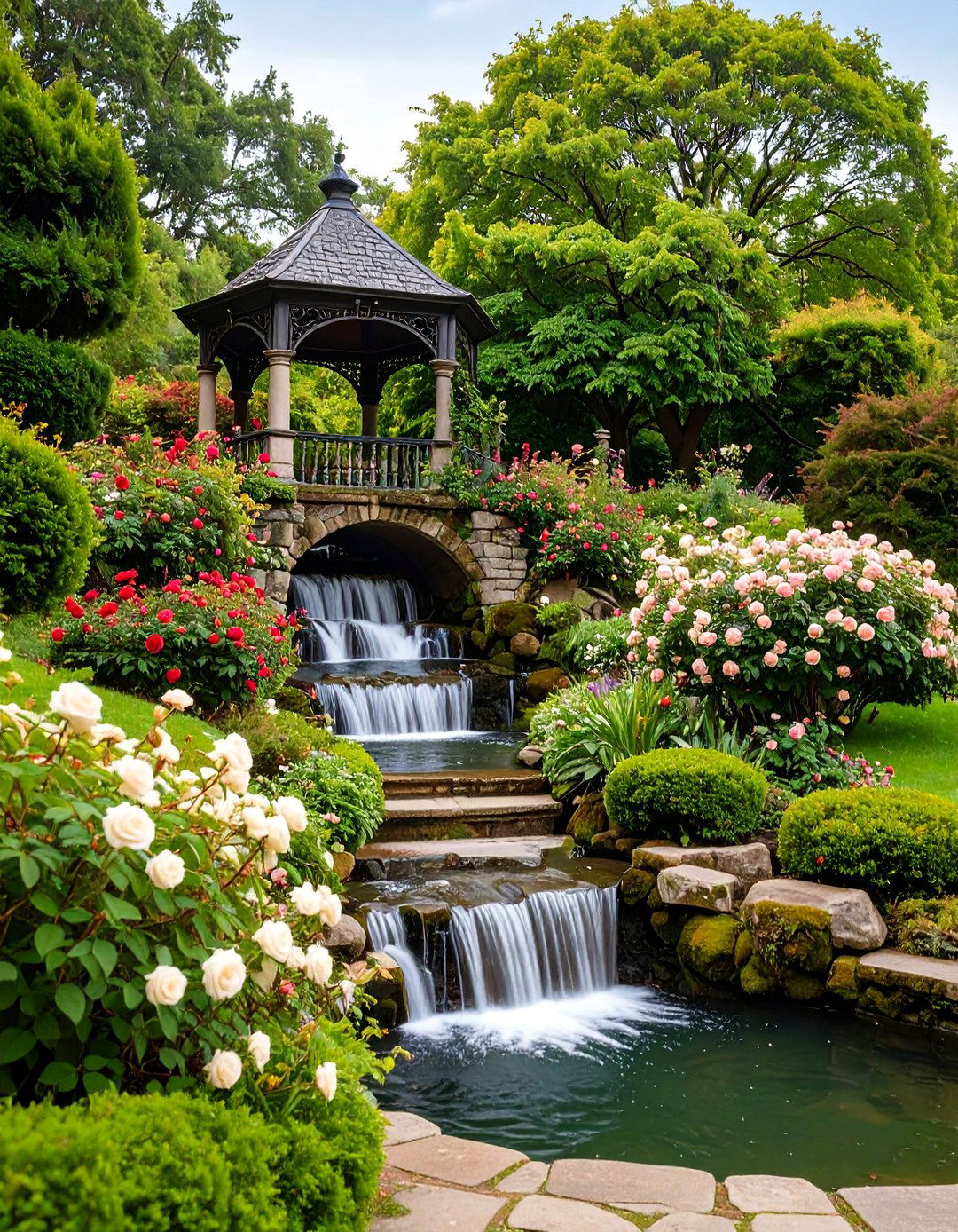 Victorian Garden Cascade Feature - 25 Pondless Waterfall Ideas