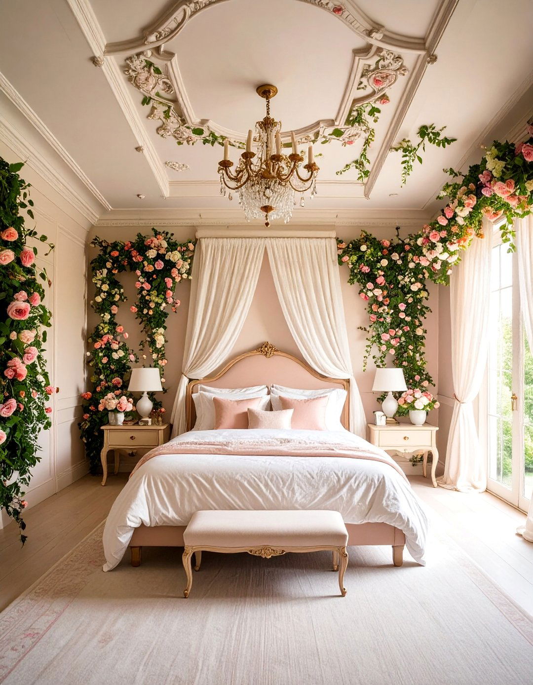Victorian Garden Ceiling Mural with Ornate Floral Patterns - 25 Ceiling Murals