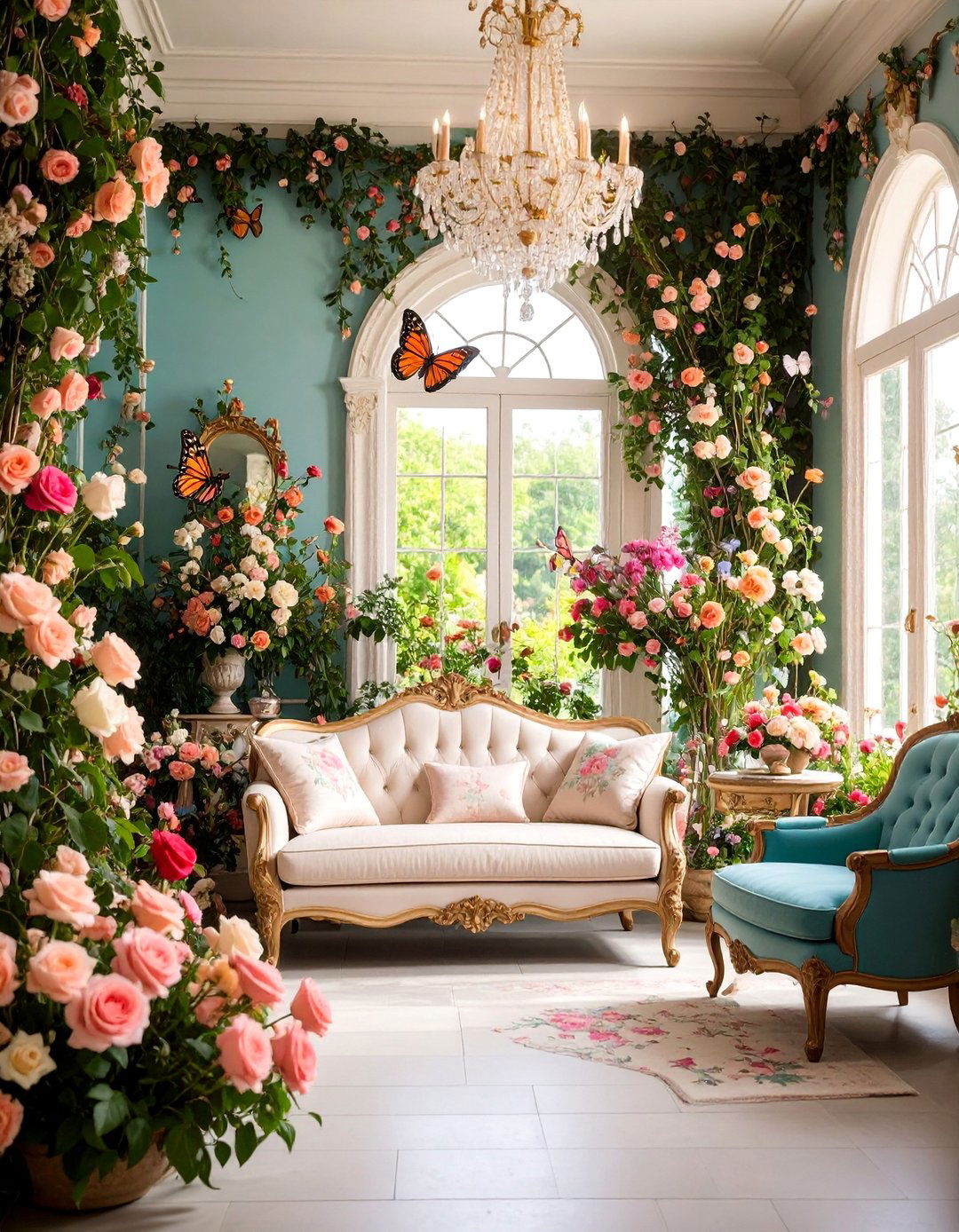 Victorian Garden Room with Floral Motifs Throughout - 25 Victorian Interior Design Ideas