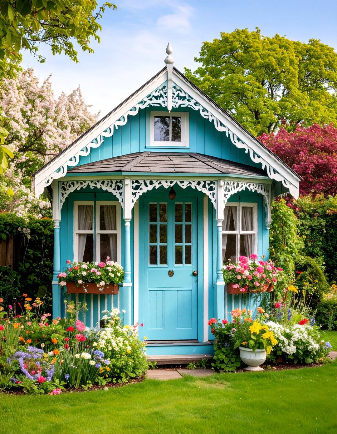 Victorian Garden Shed with Decorative Gingerbread Trim - 25 Garden Shed Ideas