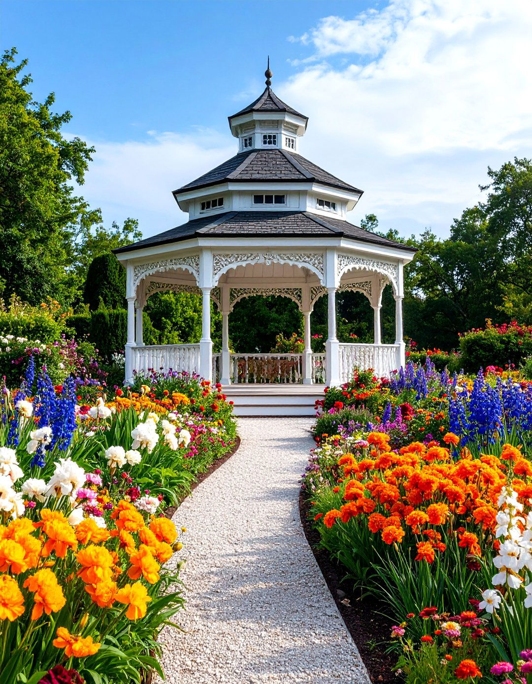 Victorian Gazebo Garden with Formal Plantings - 25 Vintage Garden Ideas