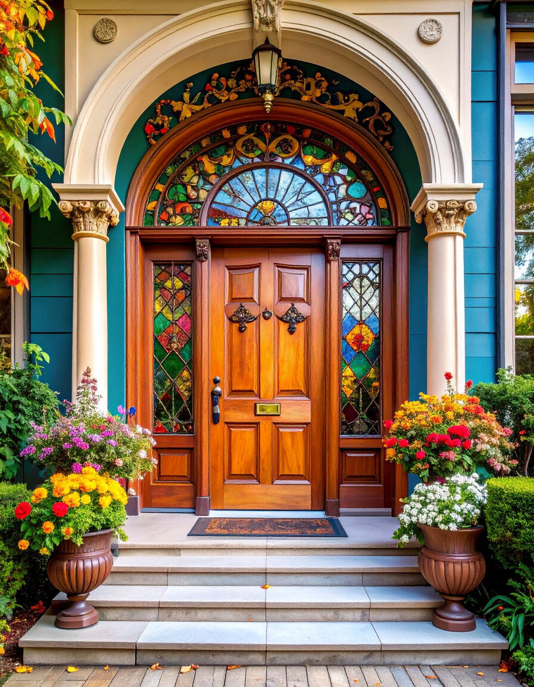 Victorian Glass Door with Ornate Stained Glass - 25 Glass Front Doors Ideas