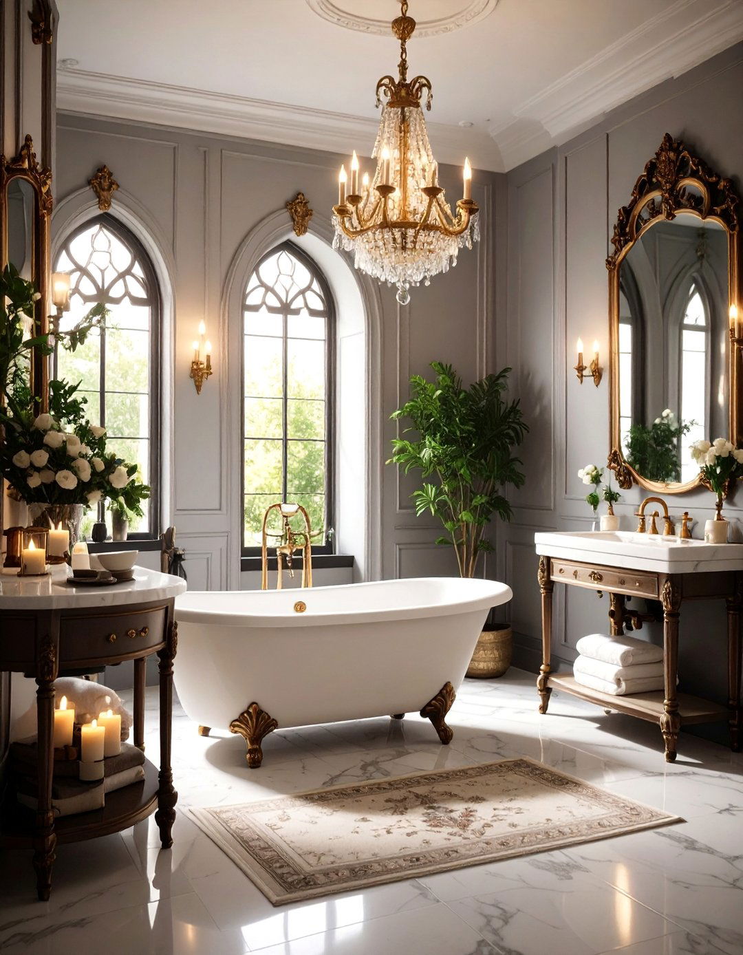 Victorian Gothic Bathroom with Dark Romantic Elegance - 25 Bathroom Wallpaper Ideas
