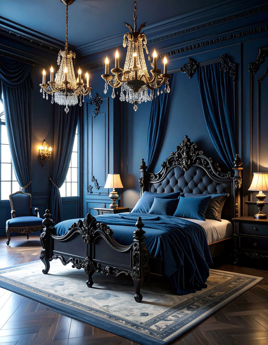 Victorian Gothic Bedroom with Dramatic Black Accents - 25 Victorian Interior Design Ideas