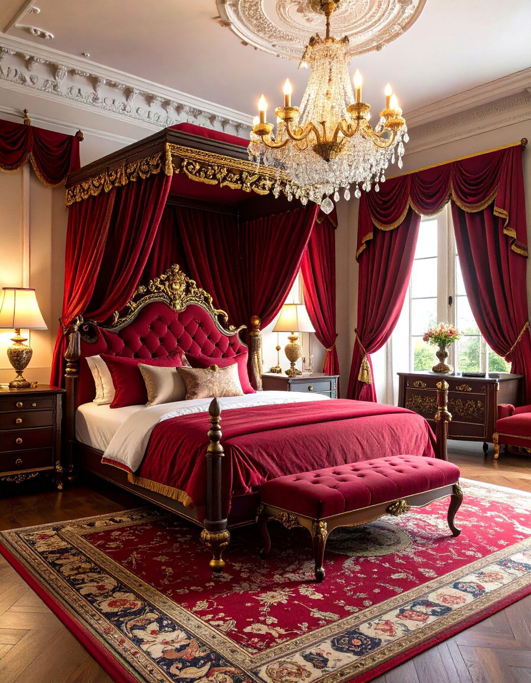 Victorian Gothic Bedroom with Ornate Canopy Bed - 25 Gothic Bedroom Ideas