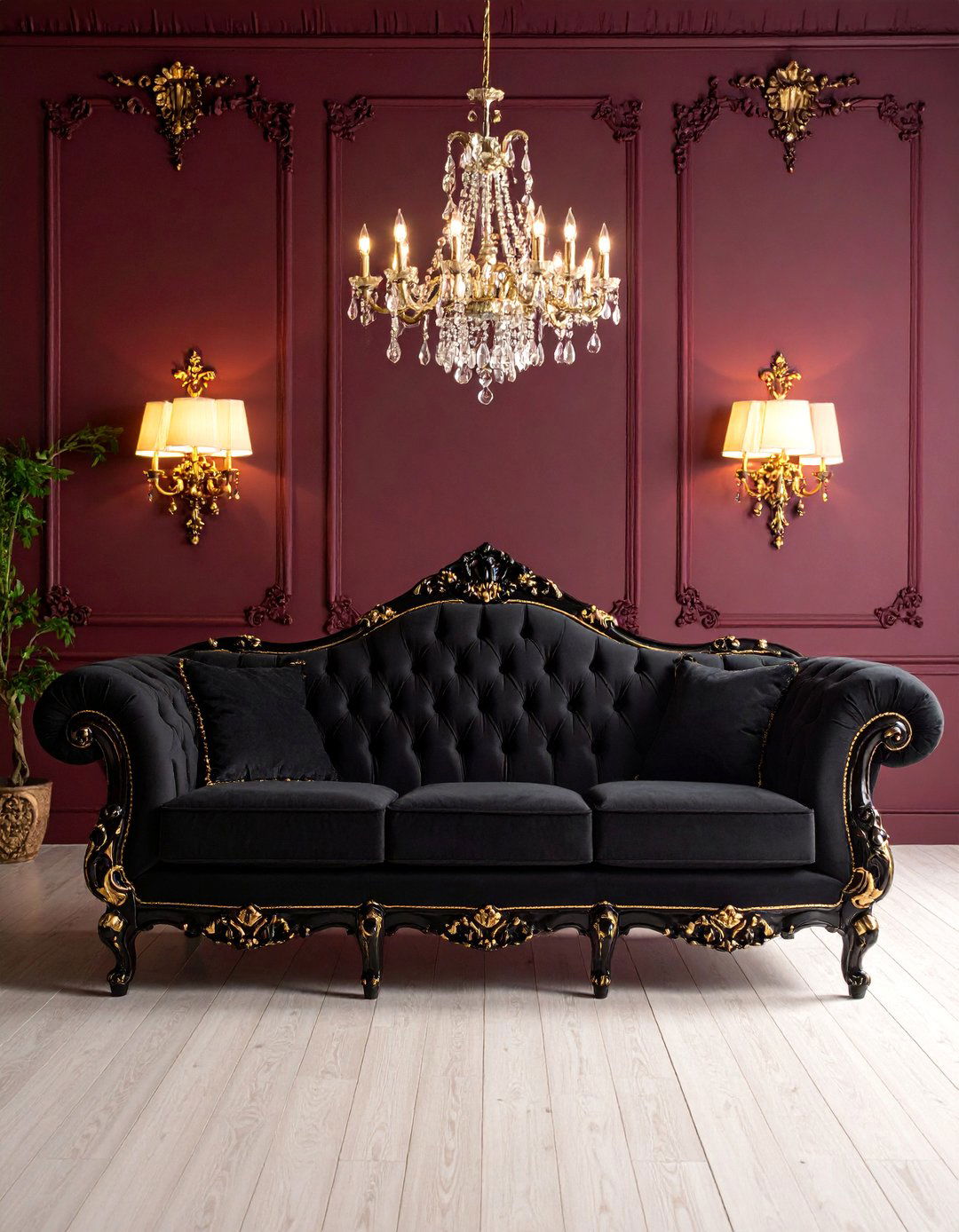 Victorian Gothic Black Chesterfield Drama - 25 Living Room Ideas With Black Couches