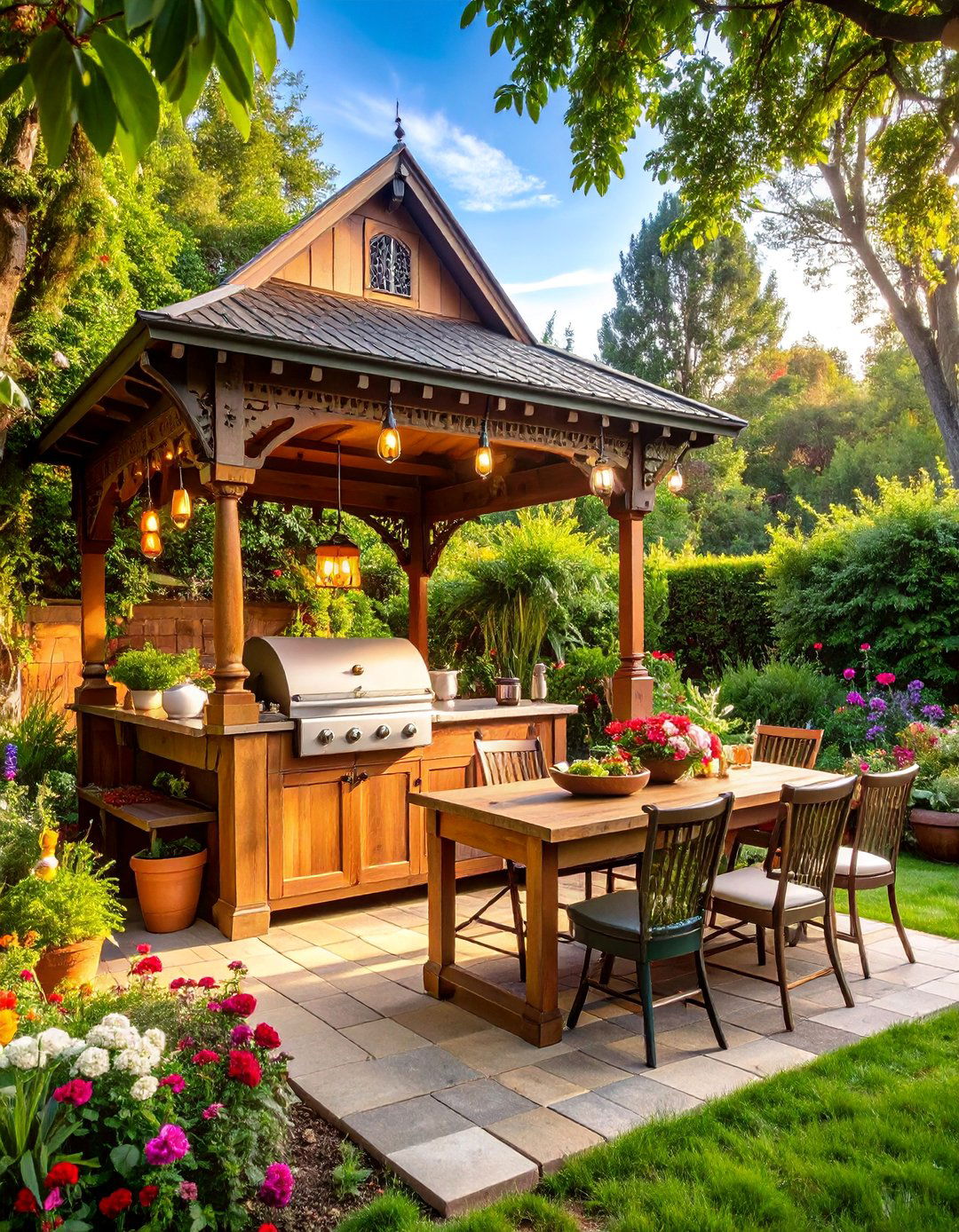 Victorian Grill Station with Ornate Details - 25 Grill Station Ideas