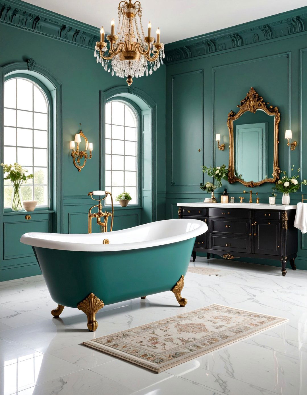 Victorian Inspired Bathroom with Ornate Black Hardware - 25 Bathroom With Black Fixtures