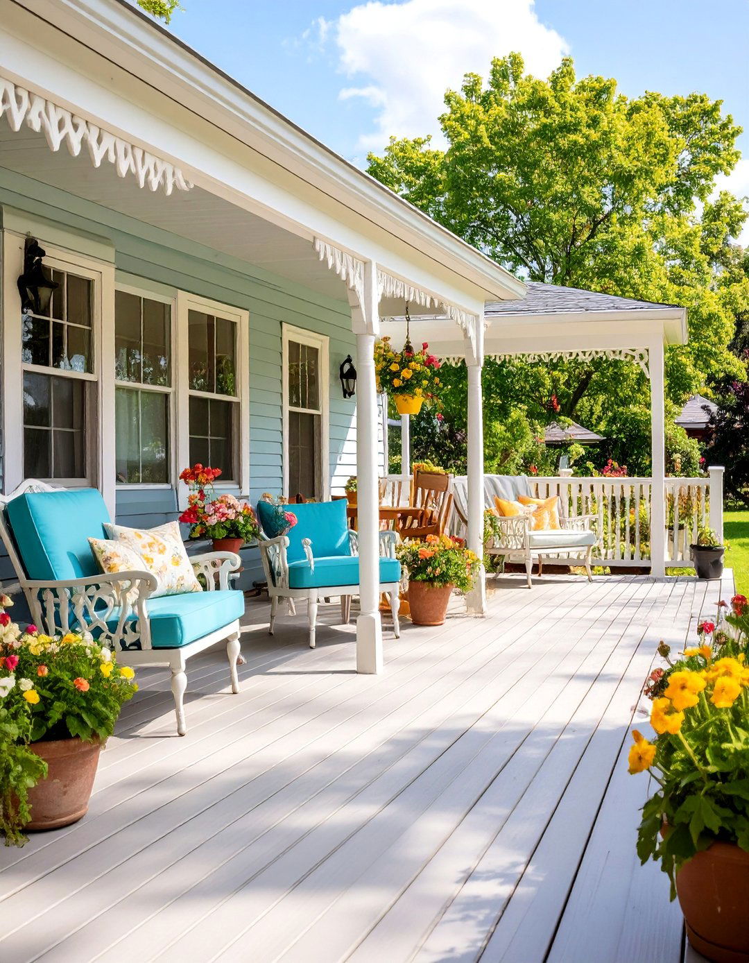 Victorian Inspired Deck with Decorative Details - 25 Mobile Home Deck Ideas