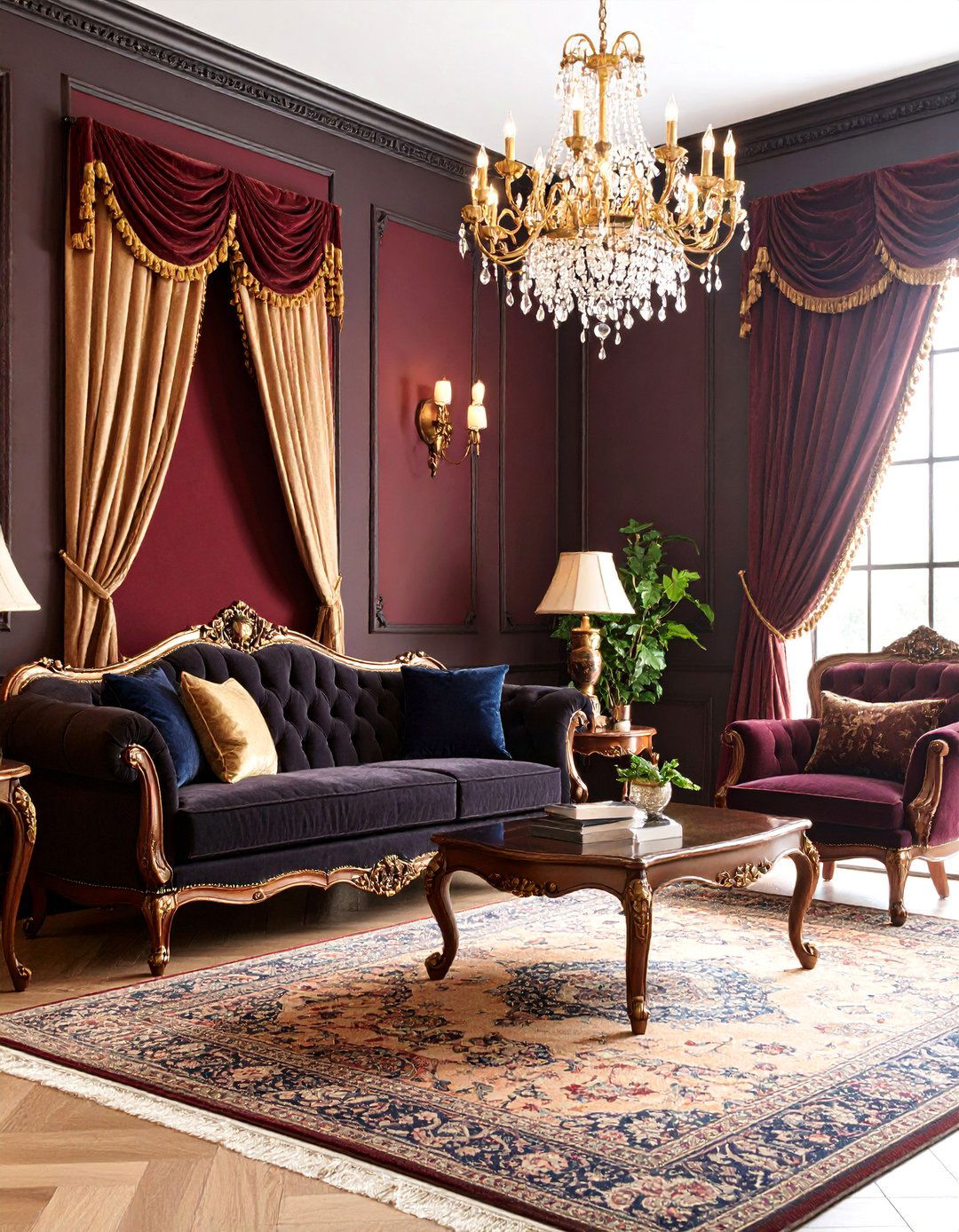 Victorian Inspired Maximalist Living Room with Ornate Details - 25 Maximalist Living Room Design Ideas