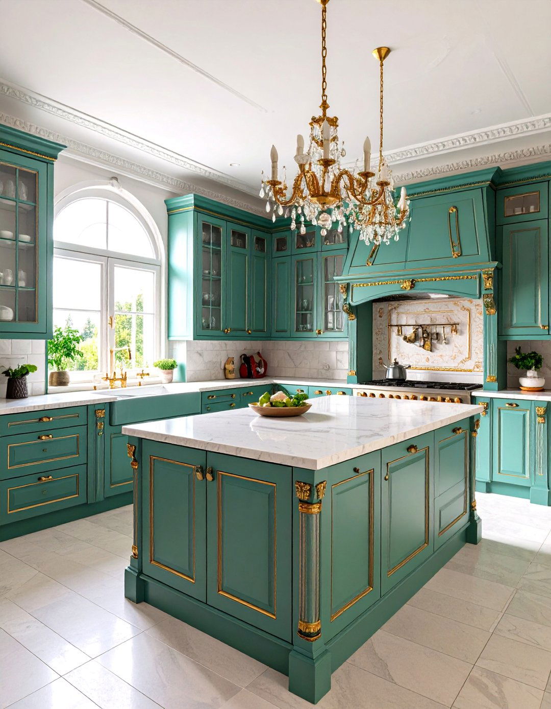 Victorian Kitchen with Dark Green Serpentine Countertops - 25 Kitchen With Green Countertops Ideas