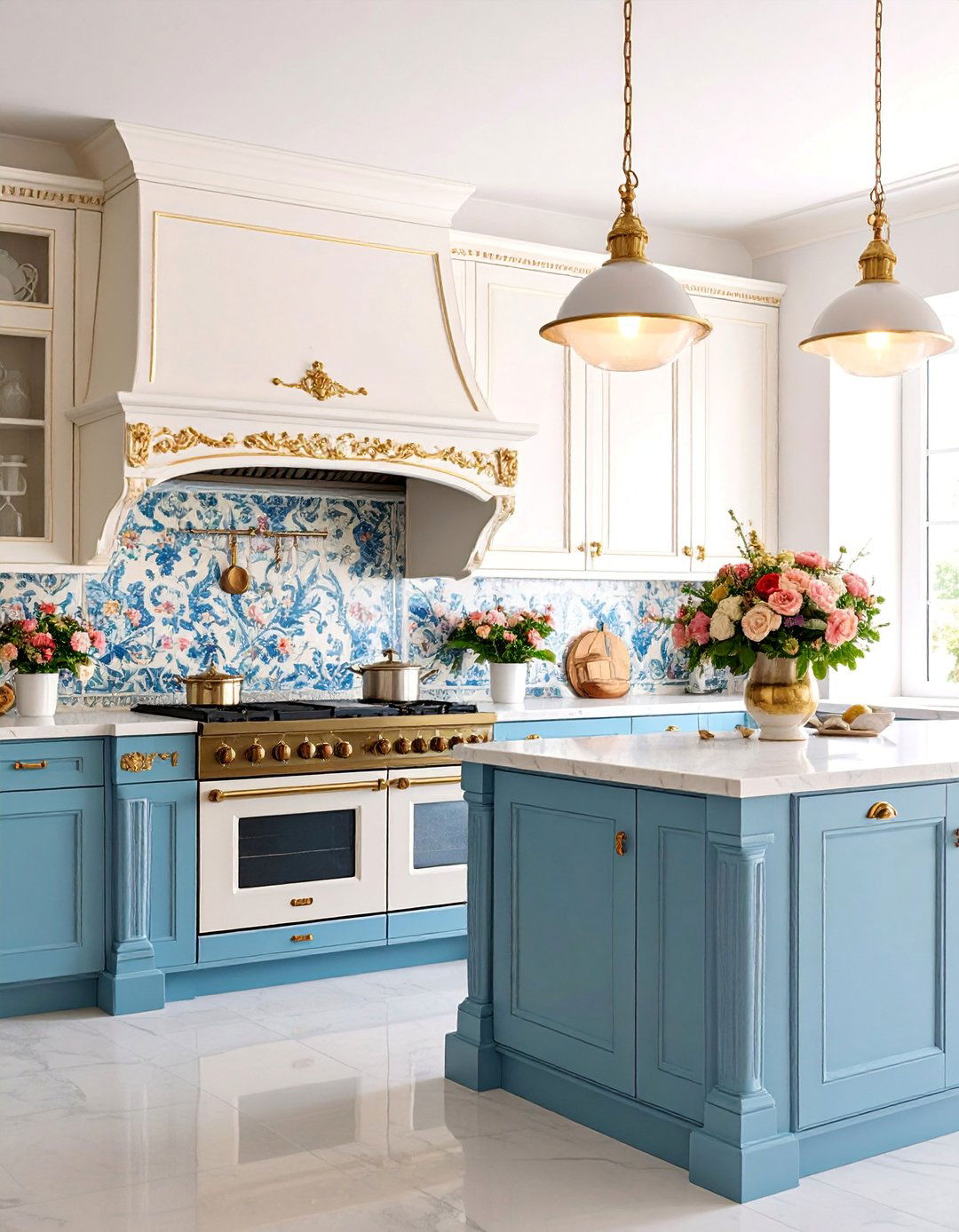 Victorian Kitchen with Handpainted Tile Backsplash - 25 Victorian Kitchen Ideas