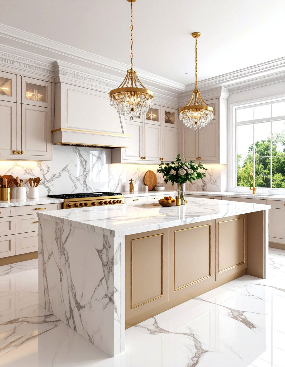 Victorian Kitchen with Marble Backsplash - 25 Victorian Kitchen Ideas