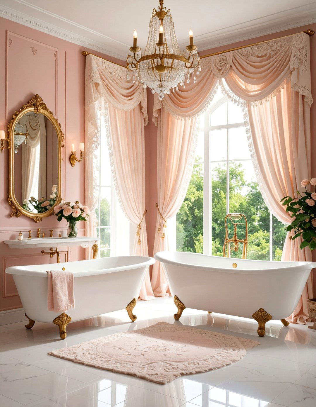 Victorian Lace Bathroom Curtains with Ornate Elegance - 25 bathroom curtain ideas