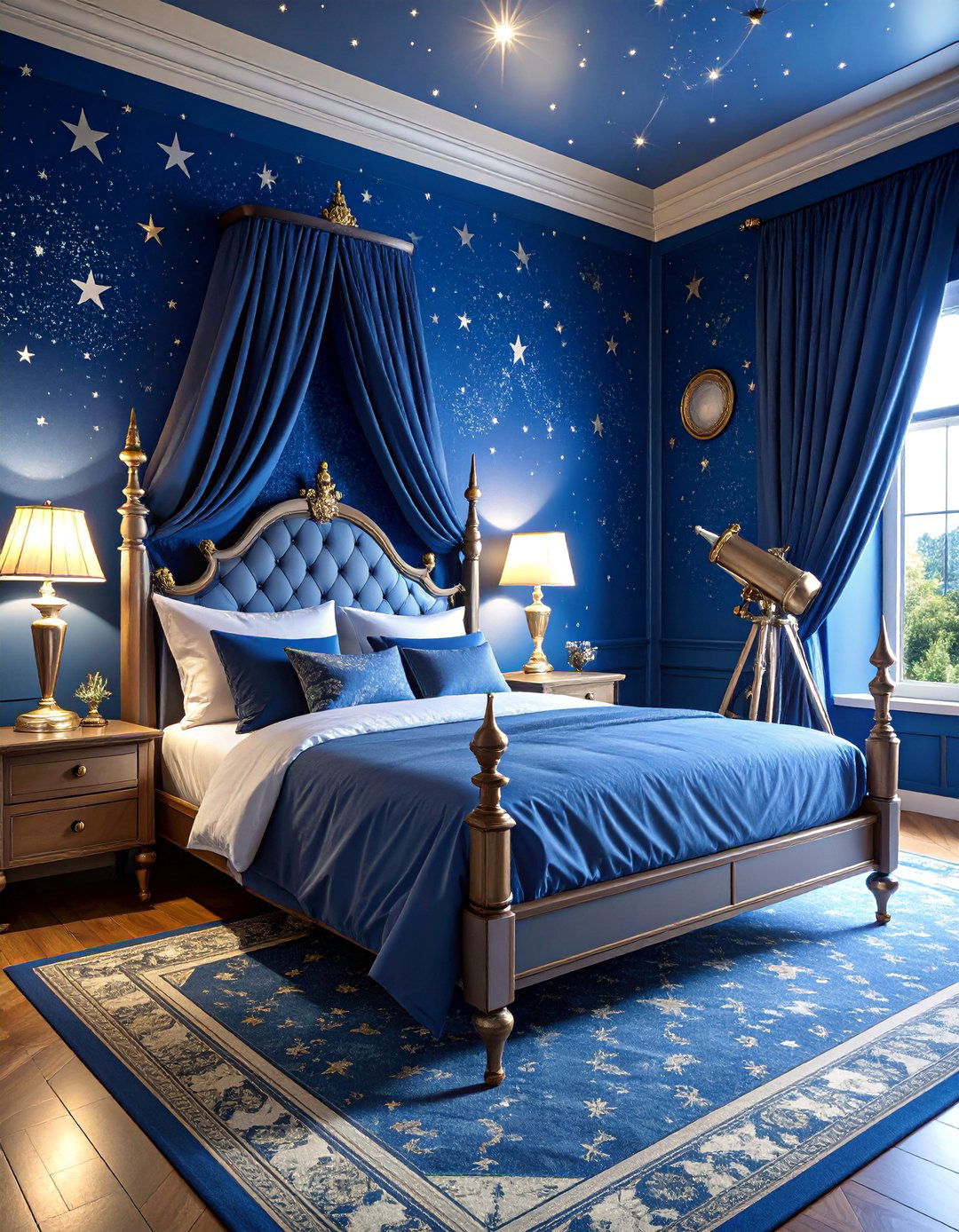 Victorian Midnight Blue Starry Bedroom Theme - 25 Victorian Bedroom Ideas
