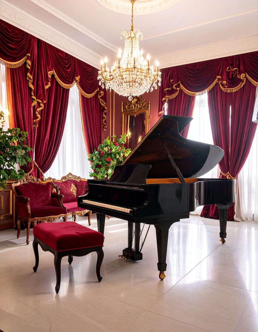 Victorian Music Room with Grand Piano Centerpiece - 25 Victorian Interior Design Ideas