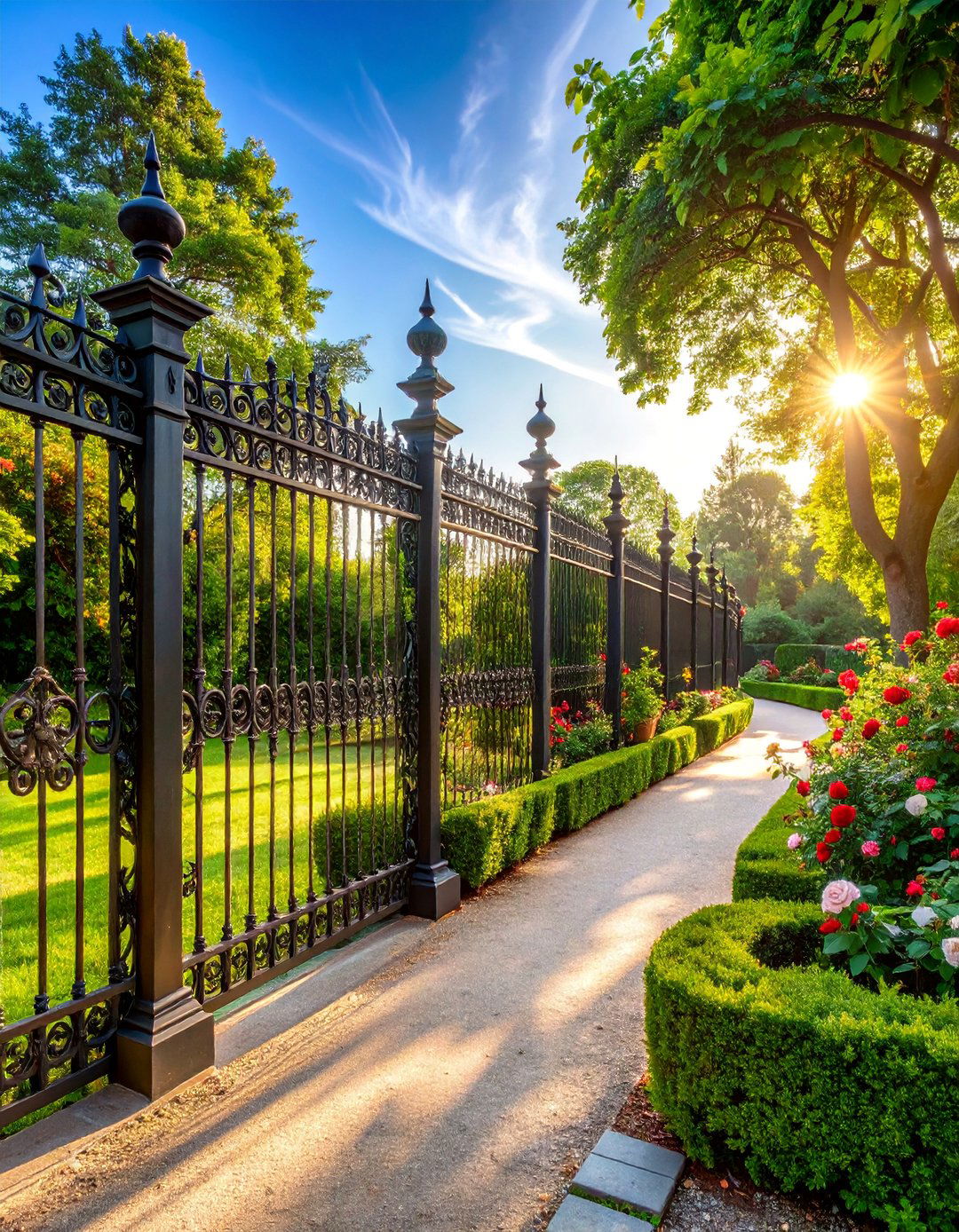 Victorian Ornate Iron Garden with Formal Plantings - 25 Raised Garden Bed Along Fence Ideas