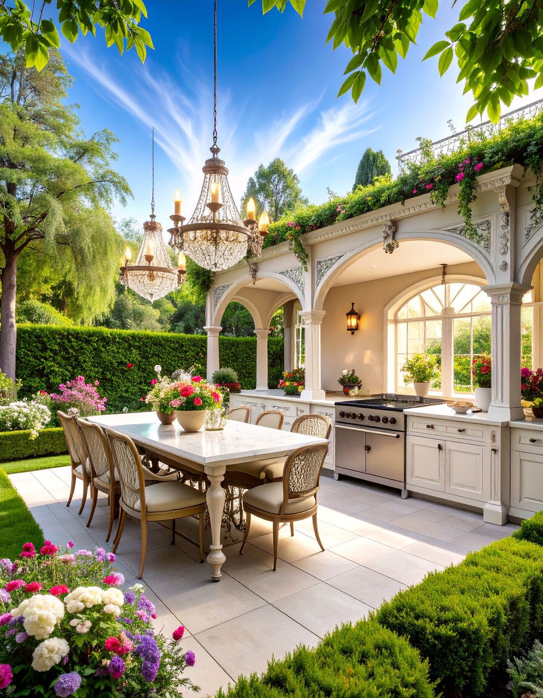 Victorian Ornate Kitchen Garden Design - 25 L Shaped Outdoor Kitchen Ideas