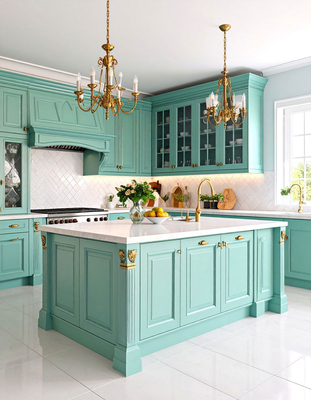 Victorian Pantry Kitchen with Glass Front Storage - 25 Victorian Kitchen Ideas