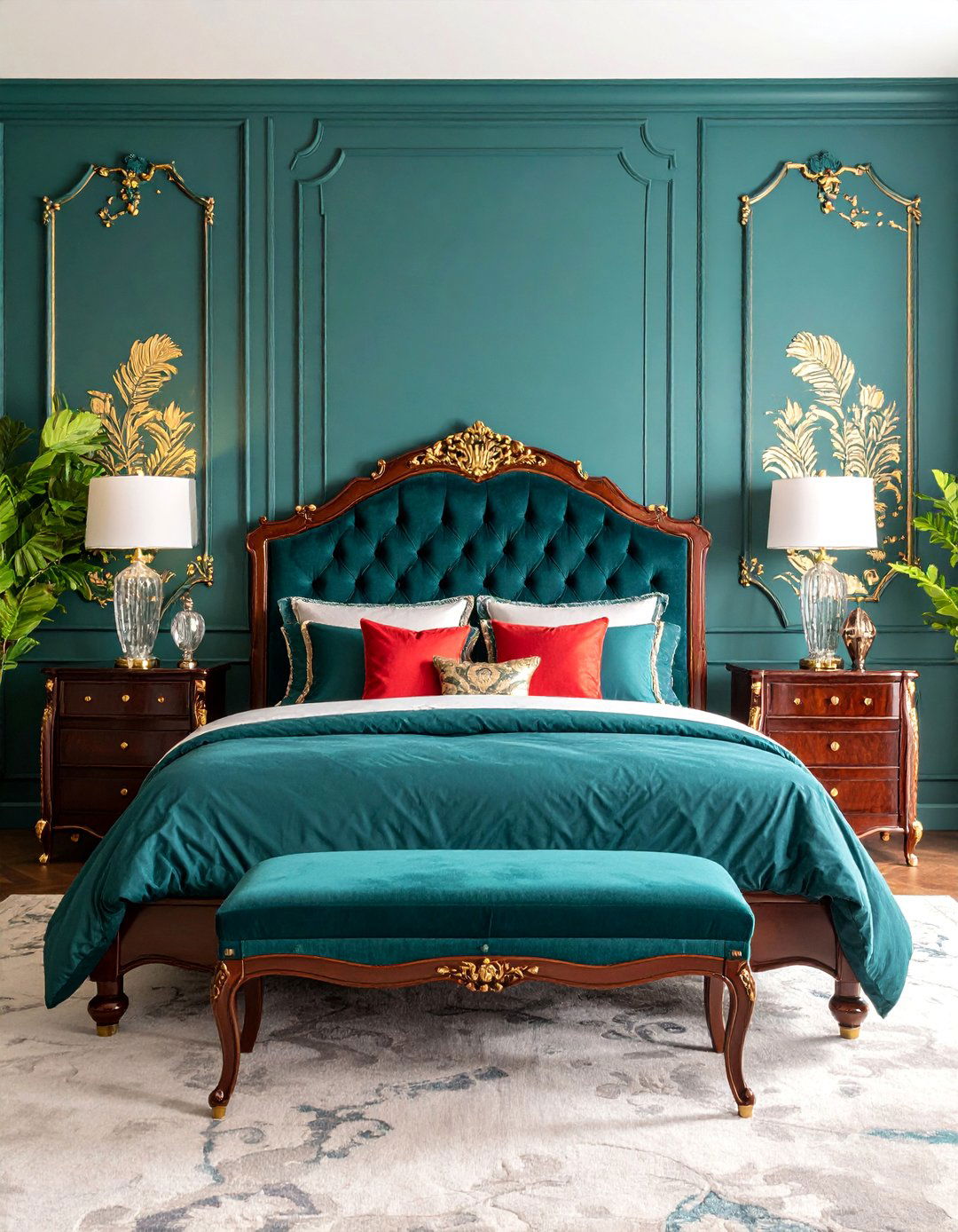 Victorian Peacock Blue Dramatic Bedroom - 25 Victorian Bedroom Ideas
