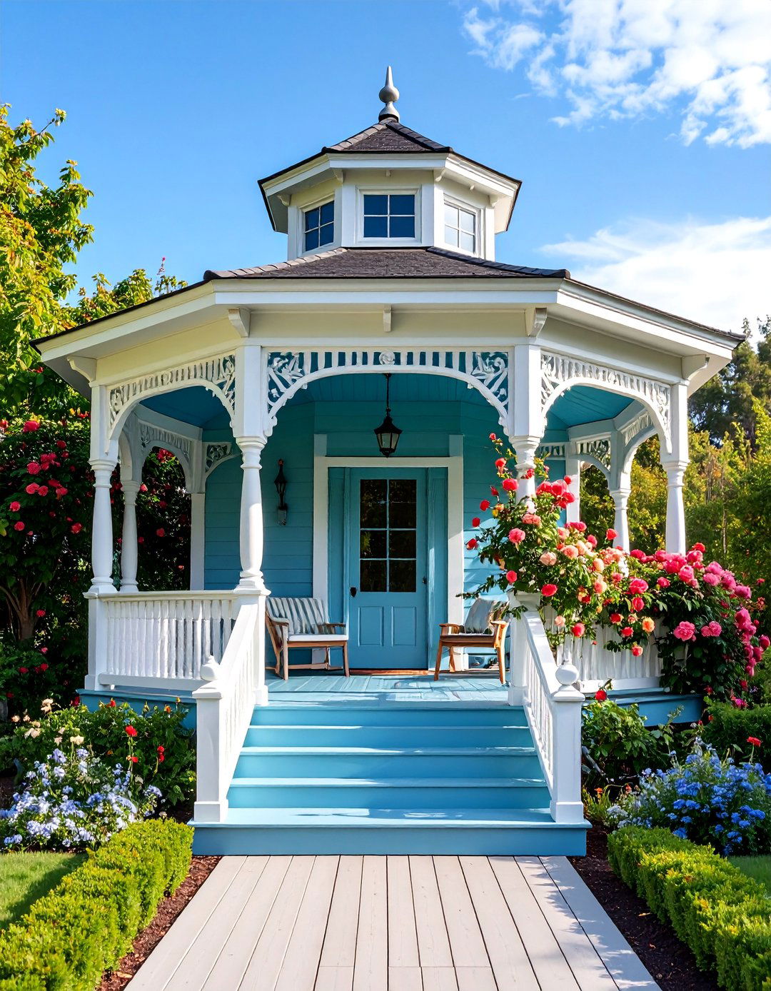 Victorian Porch with Corner Gazebo Feature - 25 Victorian Porch Ideas
