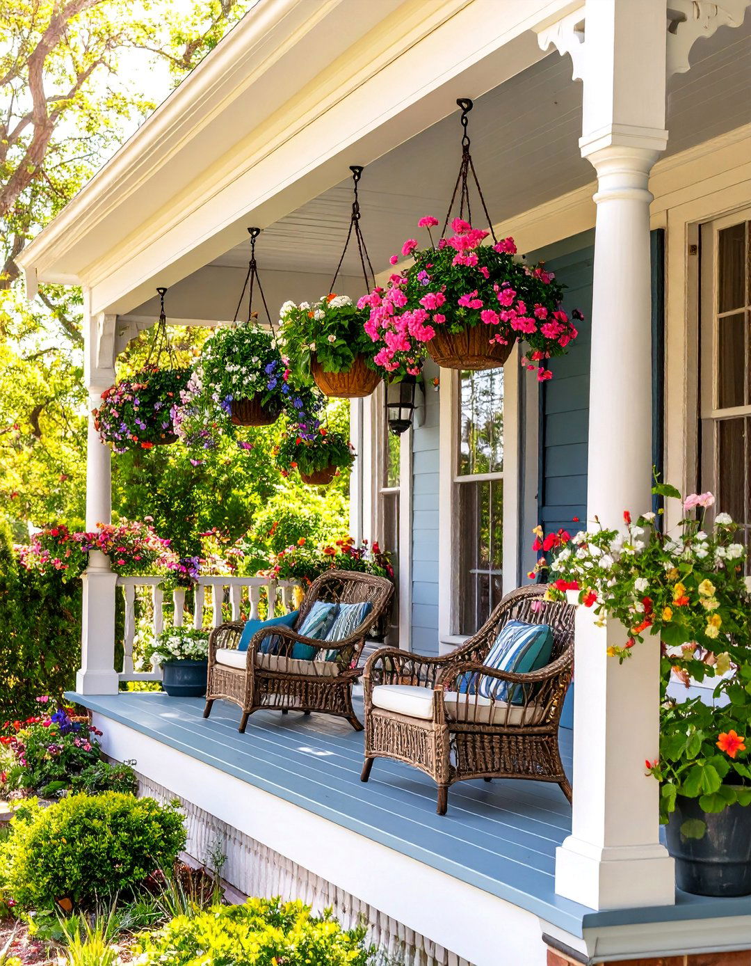 Victorian Porch with Hanging Gardens and Plant Displays - 25 Victorian Porch Ideas