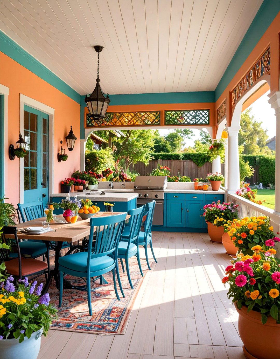 Victorian Porch with Integrated Outdoor Kitchen Features - 25 Victorian Porch Ideas