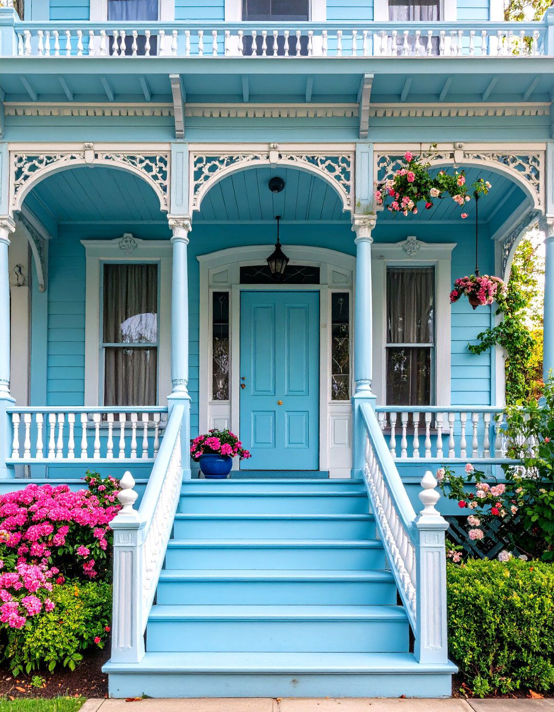 Victorian Porch with Multiple Level Design - 25 Victorian Porch Ideas