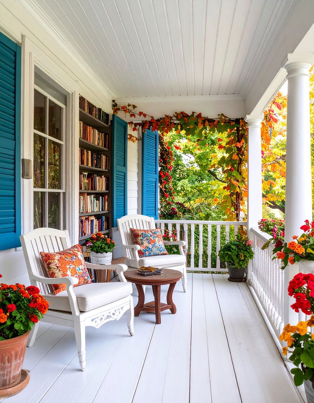 Victorian Porch with Reading Nook and Library Corner - 25 Victorian Porch Ideas