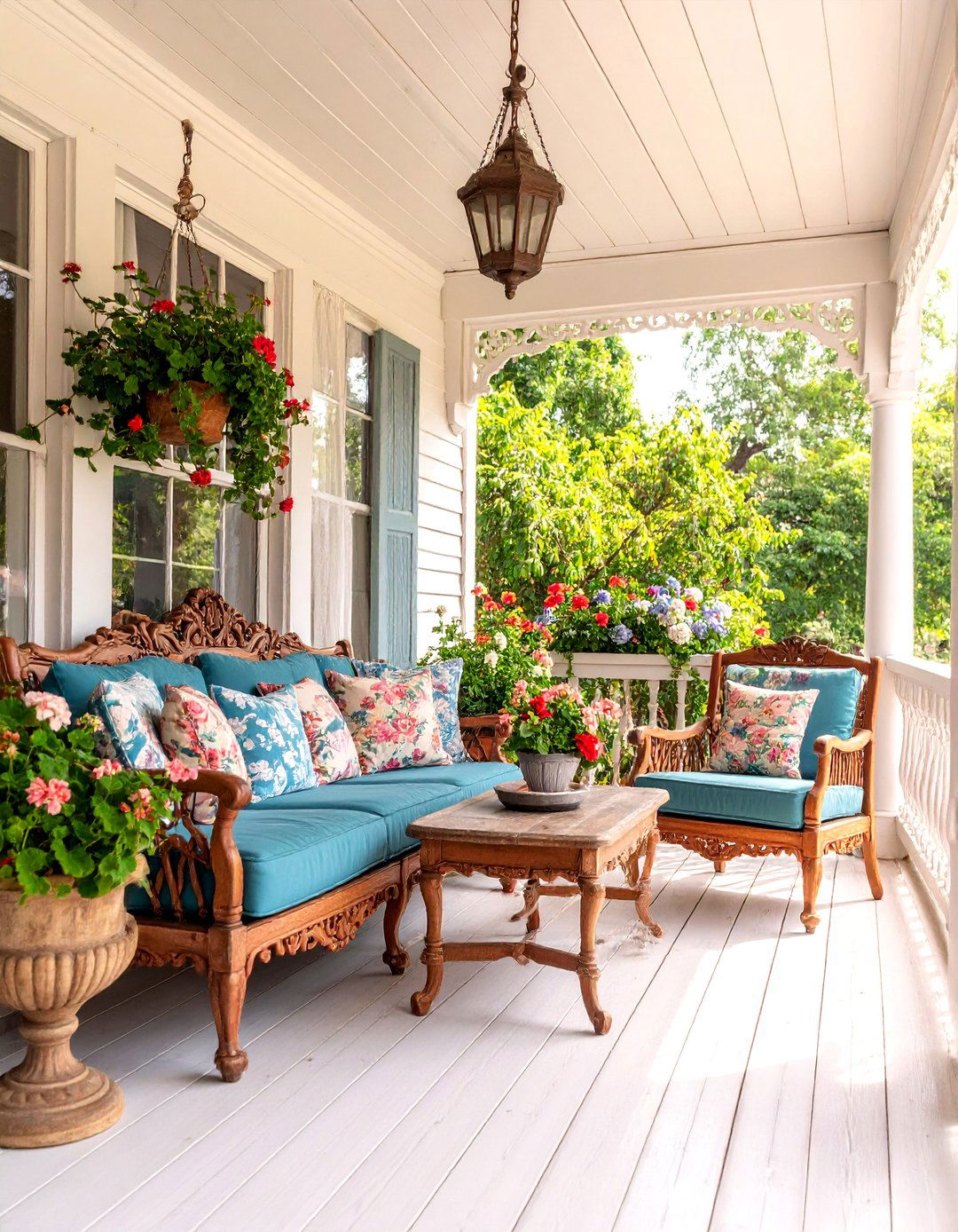 Victorian Rustic Porch with Ornate Details and Vintage Accessories - 25 Rustic Porch Ideas
