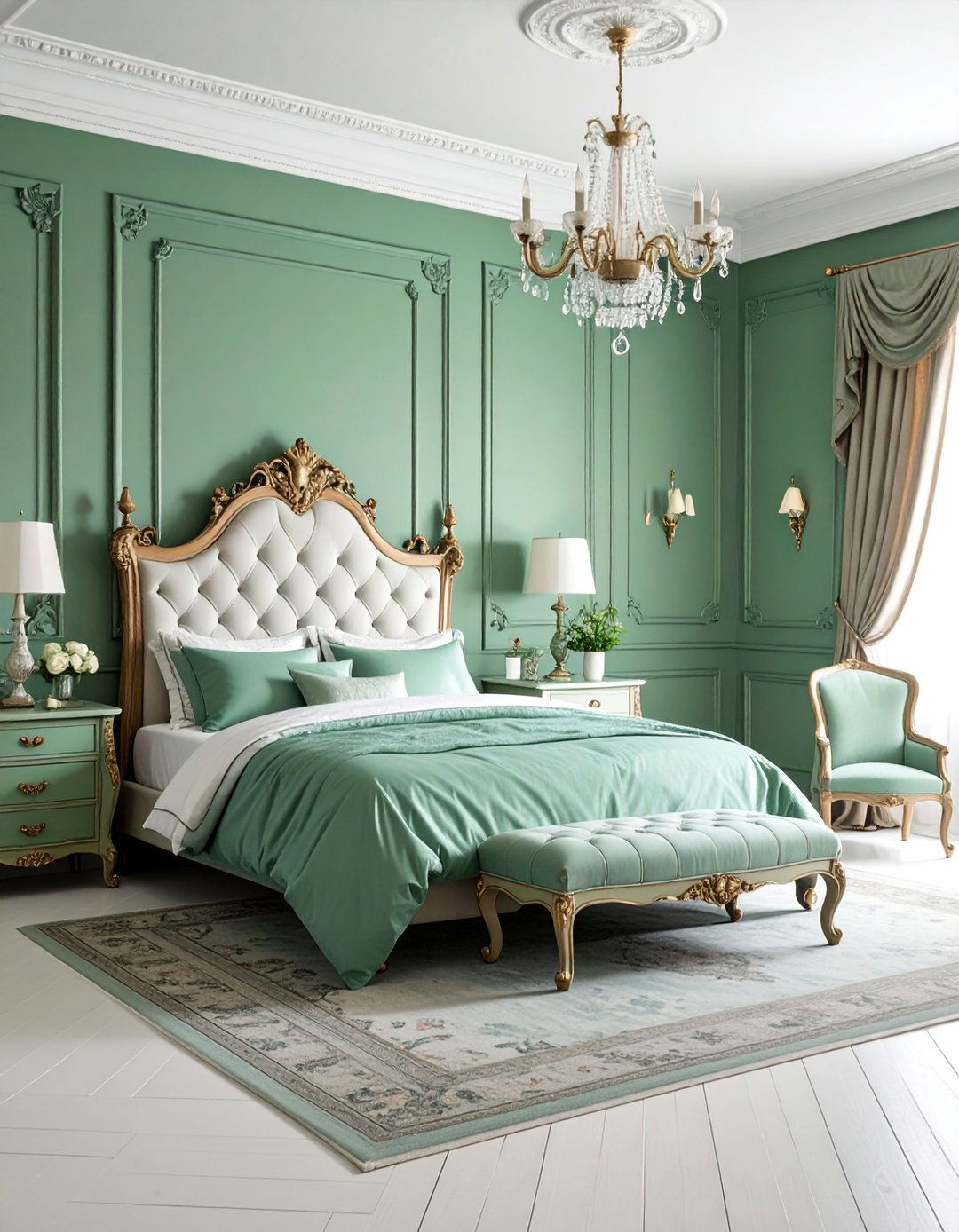 Victorian Sage Green Bedroom with Vintage Elements - 25 Sage Green Bedroom Ideas