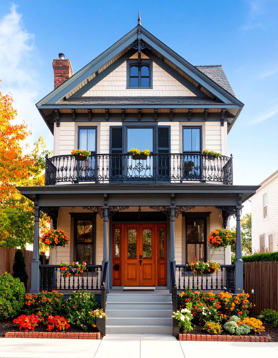 Victorian Shed Dormer with Ornate Iron Balcony - 25 Dormer Balcony Ideas