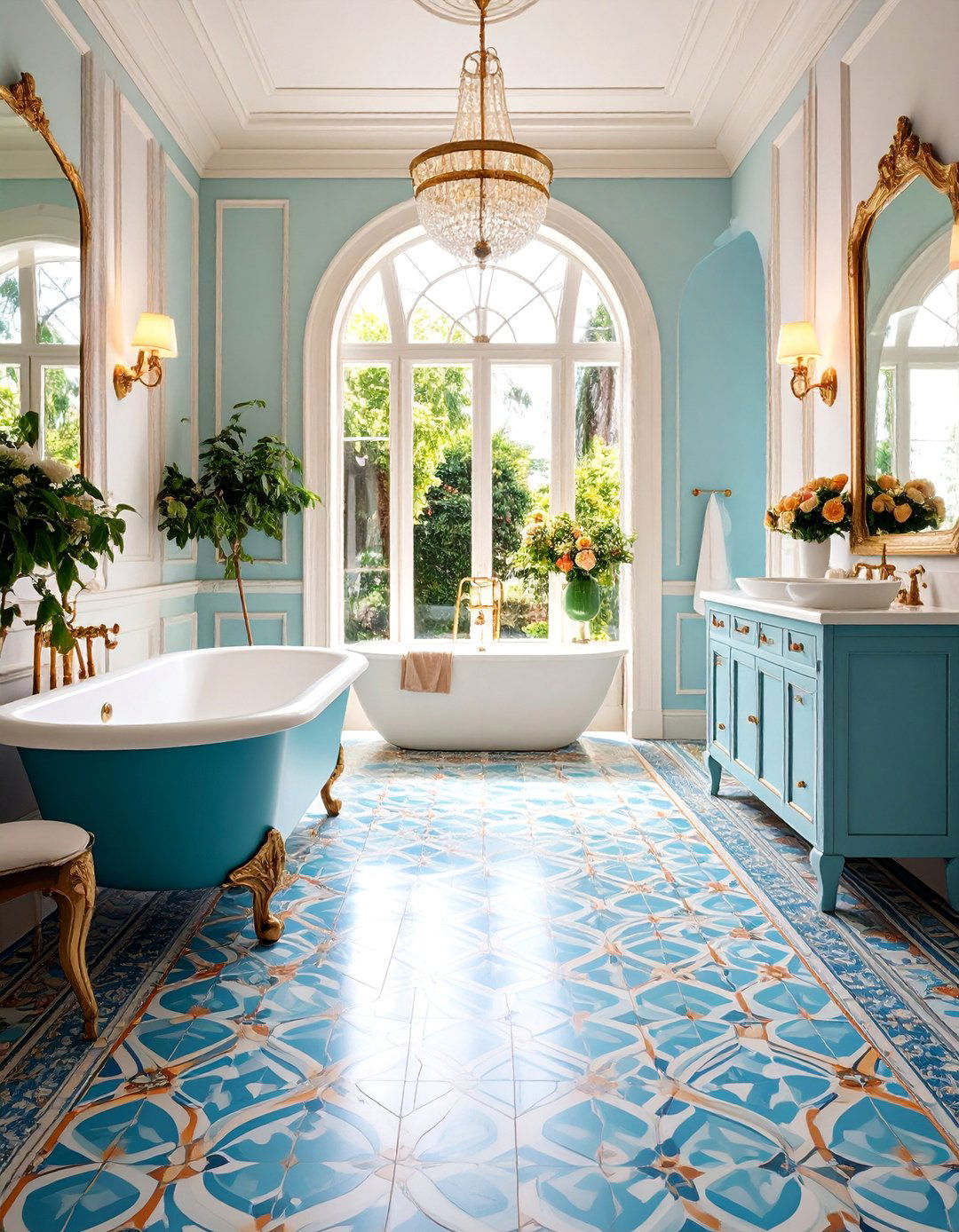 Victorian Style Encaustic Powder Room Floor Tiles - 25 Powder Room Floor Tile Ideas