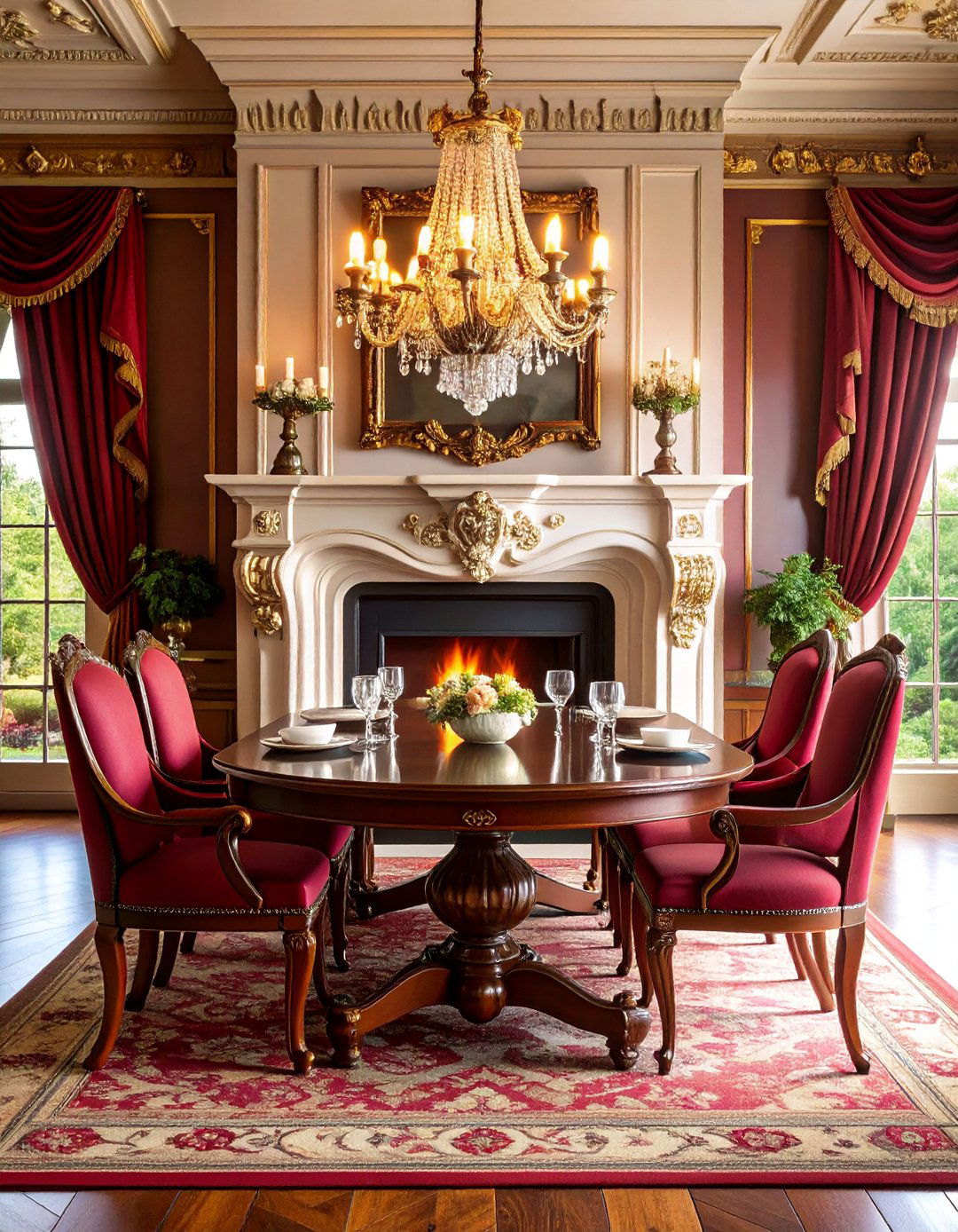 Victorian Style Fireplace with Ornate Detailing - 25 Dining Room With Fireplace