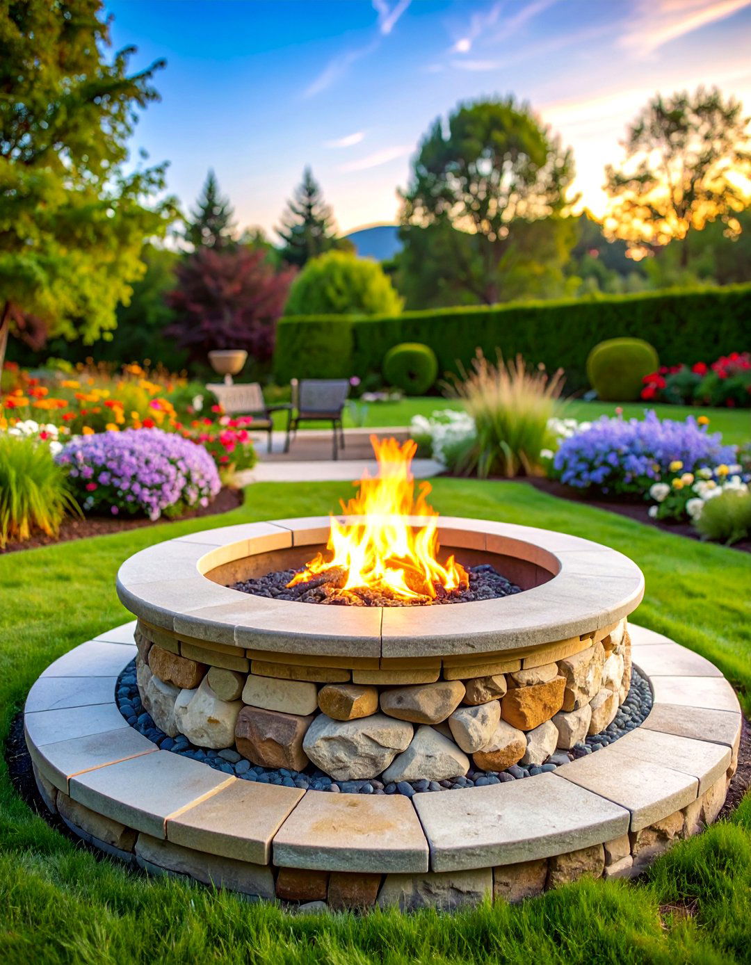 Victorian Style Flagstone Fire Pit with Ornate Details - 25 Flagstone Fire Pit Ideas