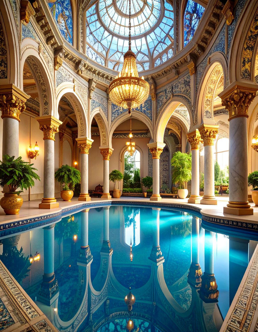 Victorian Style Indoor Pool with Ornate Details - 25 Indoor Pool Ideas