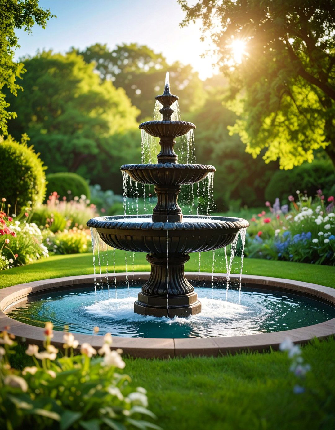 Victorian Style Multi Tier Cast Iron Fountain - 25 Water Feature Ideas