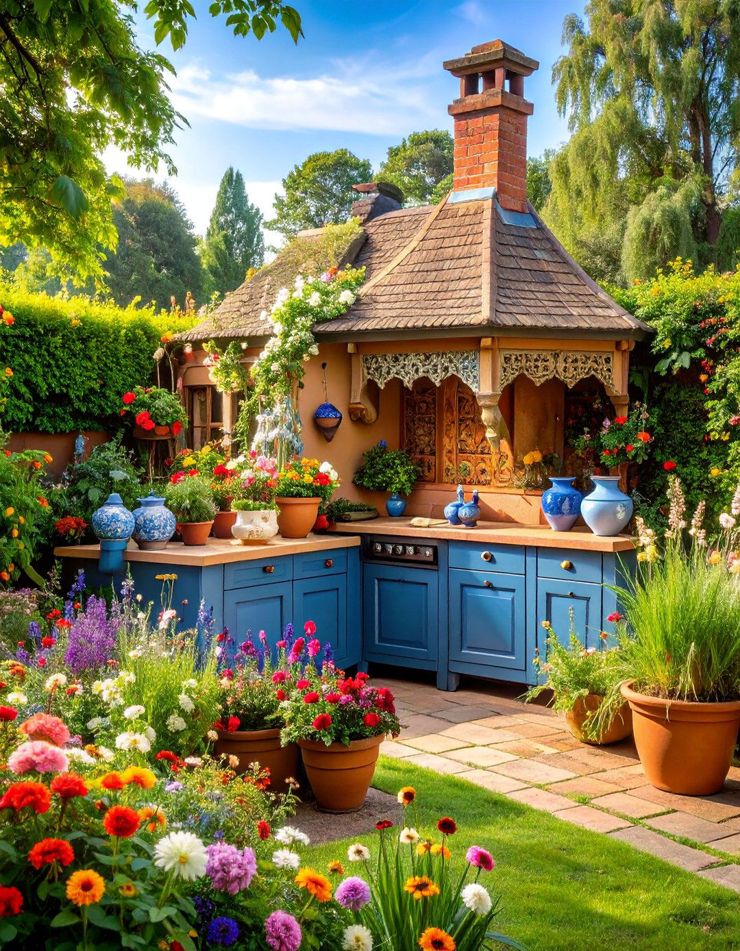 Victorian Style Ornate Mud Kitchen with Decorative Details - 25 Mud Kitchen Ideas for Kids