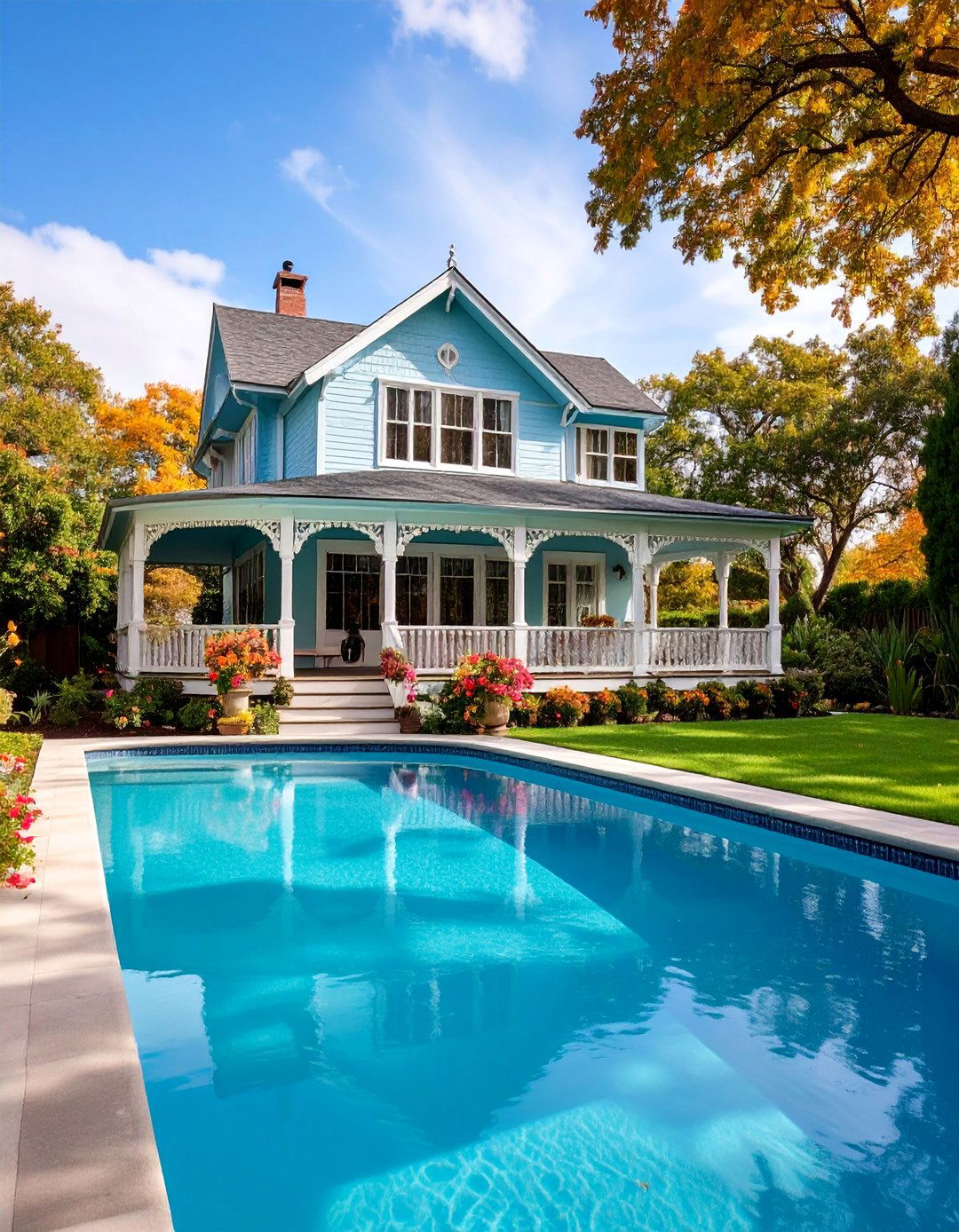 Victorian Style Pool House with Ornate Details - 25 Pool House Ideas