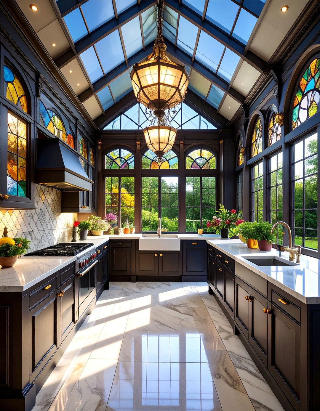 Victorian Sunroom Kitchen with Ornate Details - 25 Sunroom Kitchen Ideas
