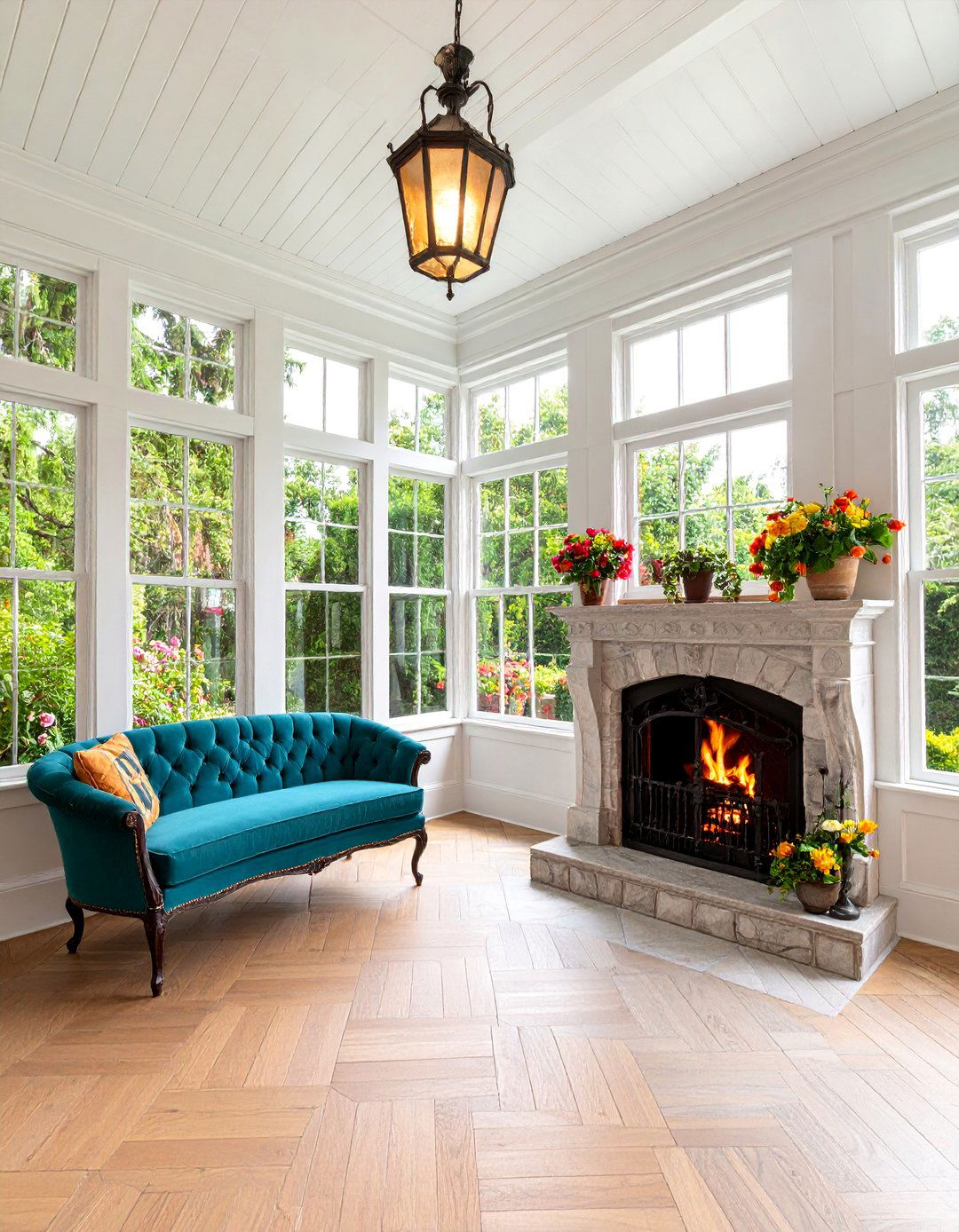 Victorian Sunroom with Ornate Cast Iron Fireplace and Period Details - 25 Sunroom With Fireplace