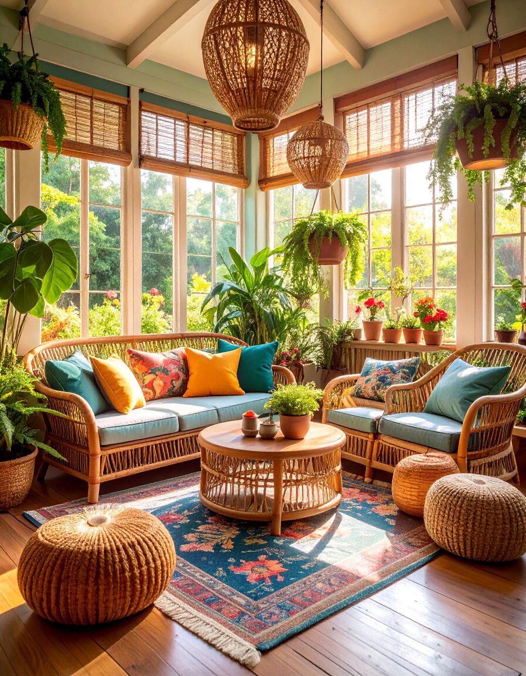 Victorian Sunroom with Wicker and Botanical Prints - 25 Victorian Interior Design Ideas